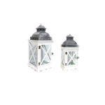 White 2PC Wooden Lanterns with Vents