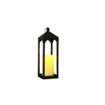 Tall Black Opened Frame Decorative Lantern with Candle