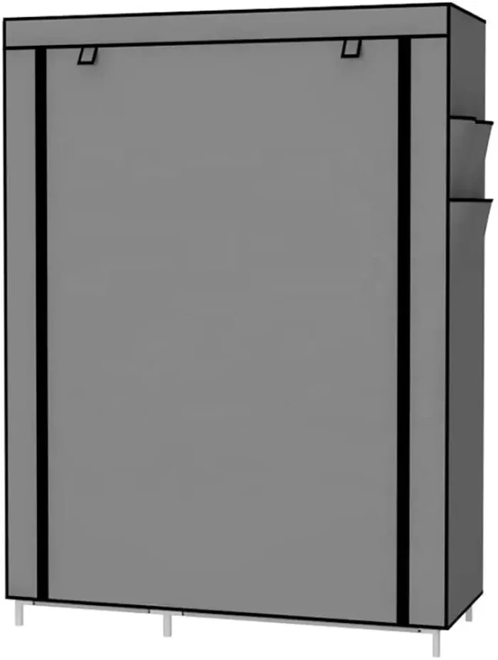 Double Clothing and Hat Rack with Covering - Grey - Image 3