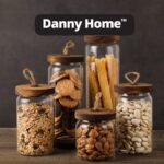 Danny Home Acacia Wood 3pc Glass Storage Jar Set