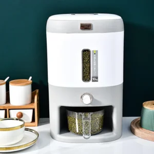 10 Kg Rice Dispenser Airtight Kitchen Food Storage Container With Measuring Cup- Moisture Proof And Insect Proof Cereal Dispenser