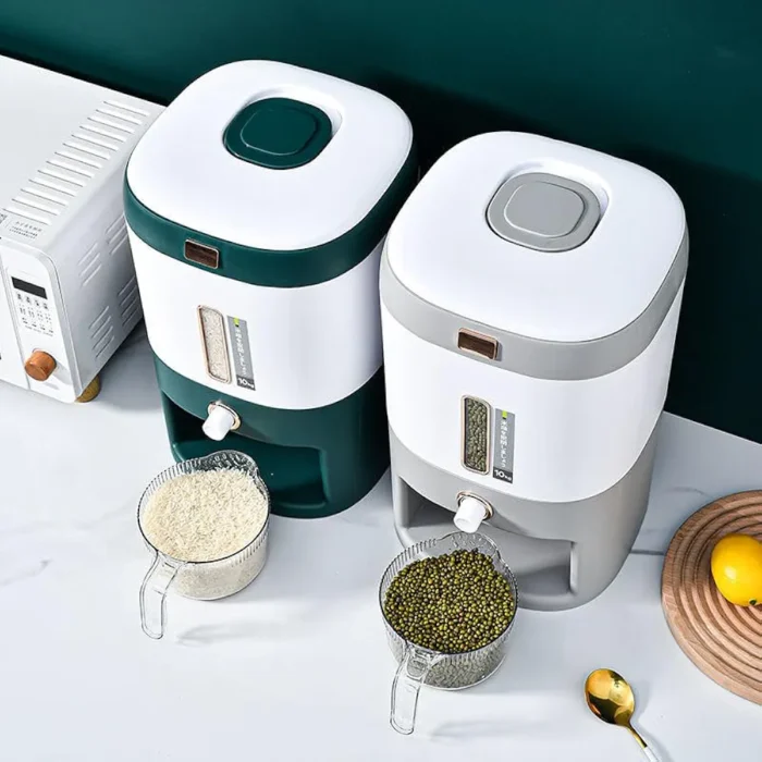10 Kg Rice Dispenser Airtight Kitchen Food Storage Container With Measuring Cup- Moisture Proof And Insect Proof Cereal Dispenser - Image 2