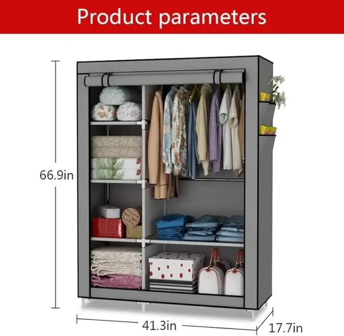 Double Clothing and Hat Rack with Covering - Grey
