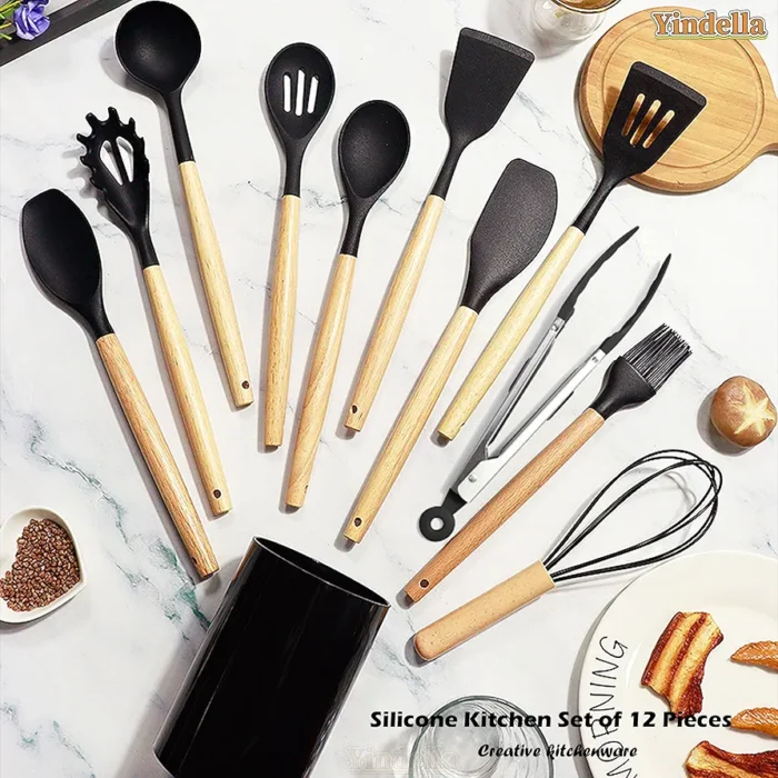 12-Piece Silicone Utensils Set with Holder