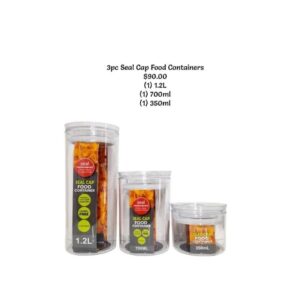 Seal Cap 3pc Food Storage Containers