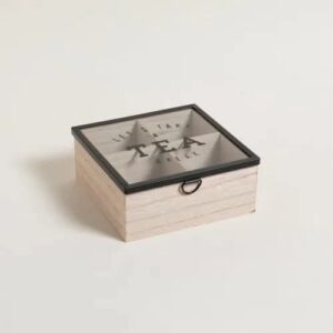 4 Compartment Wooden Teabox with Black Frame