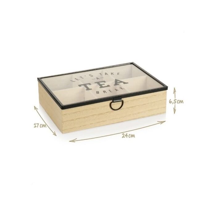 6 Compartment Wooden Teabox with Black Frame