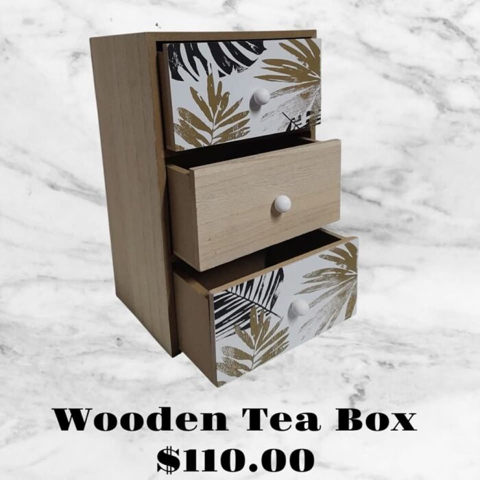 Standing Wooden Teabox  - 3 Drawers