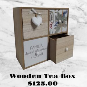 Standing Wooden Teabox  - 4 Drawers