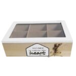 6 Compartment Wooden Teabox  - Home is where the heart is