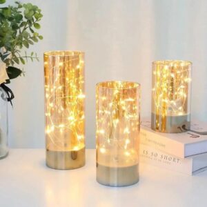 LED Simulated Candles with Fairy Lights  - 6"