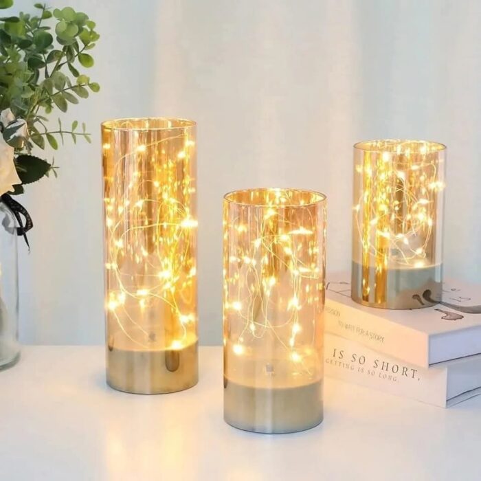 LED Simulated Candles with Fairy Lights  - 6"