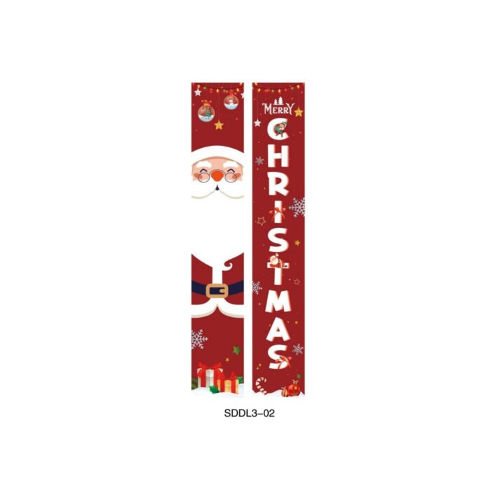 Merry Christmas Banner with Santa - Red