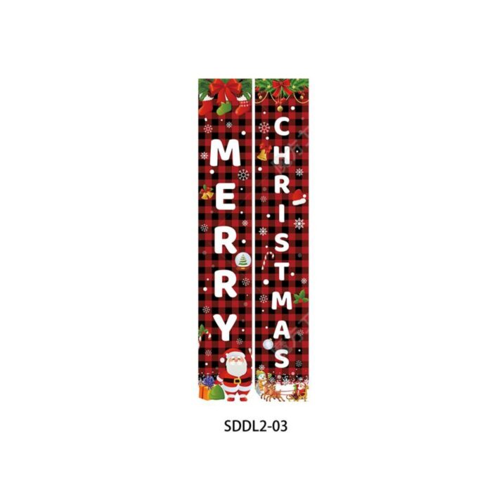 Plaid Merry Christmas Banner 2pc