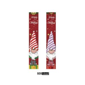 Merry Christmas Banner with Gnomes 2pc - Red