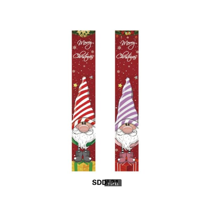 Merry Christmas Banner with Gnomes 2pc - Red