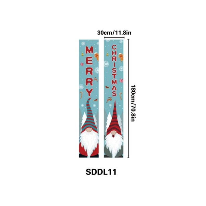 Merry Christmas Banner with Gnomes 2pc - Light Blue