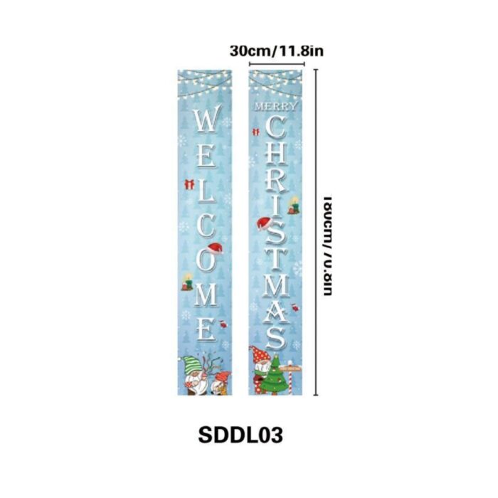 Welcome/Merry Christmas Banner 2pc - Light Blue