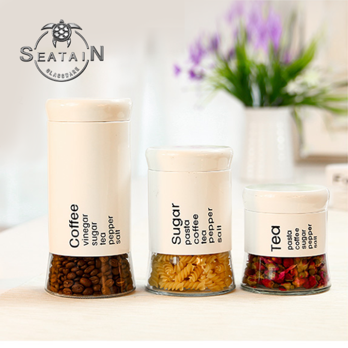3pc Glass Storage Jars w/Metal Covers