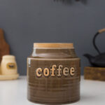 Ceramic Coffee Jar with Wooden Lid