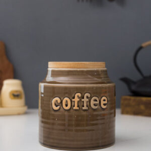 Ceramic Coffee Jar with Wooden Lid
