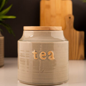 Ceramic Tea Jar with Wooden Lid