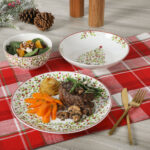 Gibson Home Tree Festival 12 Piece Double Bowl Dinnerware Set