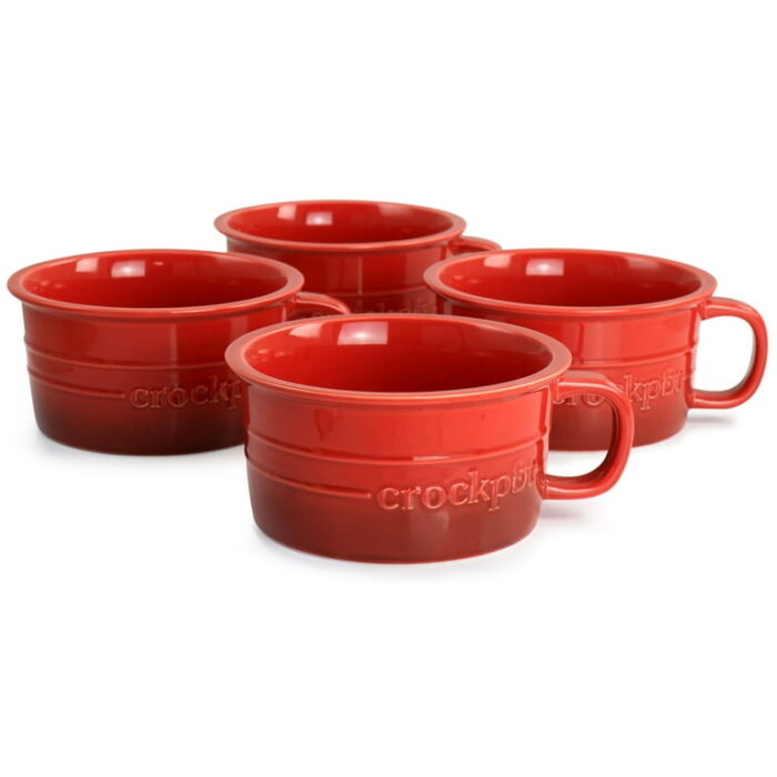 Crock Pot Appleton 24oz Stoneware 4 Piece Soup Mug Set in Gradient Red - Image 3