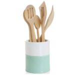 Martha Stewart 5" X 5" X 6" Two Tone Utensil Crock