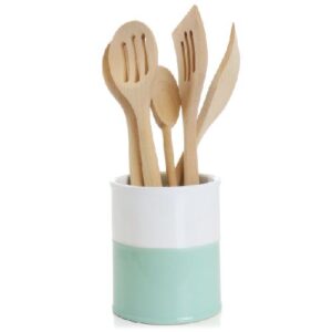 Martha Stewart 5" X 5" X 6" Two Tone Utensil Crock