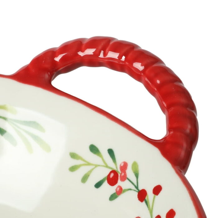The Pioneer Woman Merry Meadow Red 10.2-inch Stoneware Serving Bowl with Handles - Image 5