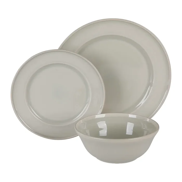 Martha Stewart Portillo 12 Piece Reactive Stoneware Dinnerware Set - Sharkey Gray - Image 4