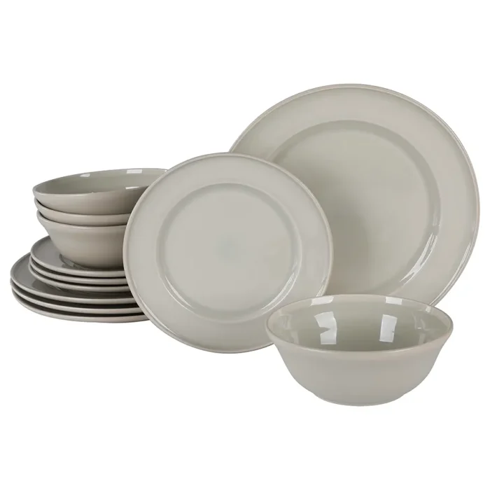 Martha Stewart Portillo 12 Piece Reactive Stoneware Dinnerware Set - Sharkey Gray - Image 3