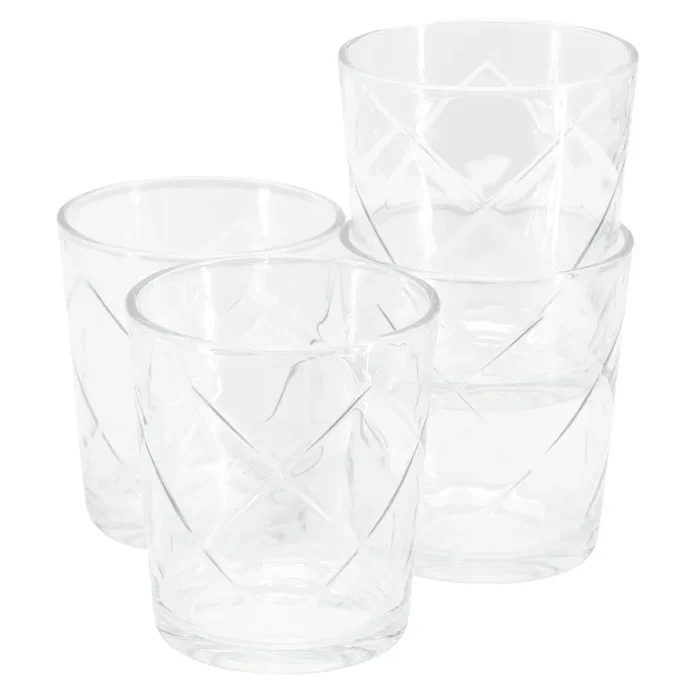 Gibson Home Lattice 4 Piece 13.5 Ounce Double Old-Fashioned Glass Set - Image 3