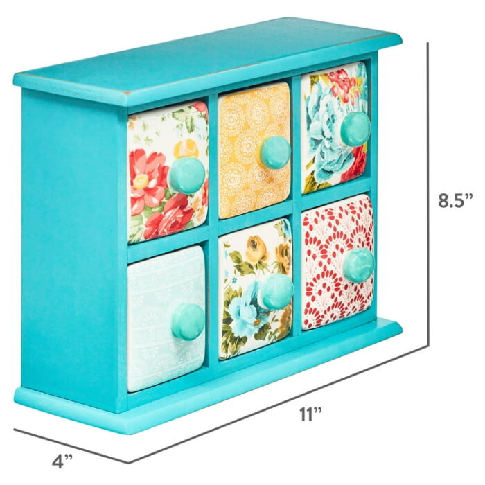 The Pioneer Woman Vintage Floral 6-Drawer Spice & Tea Box - Image 2
