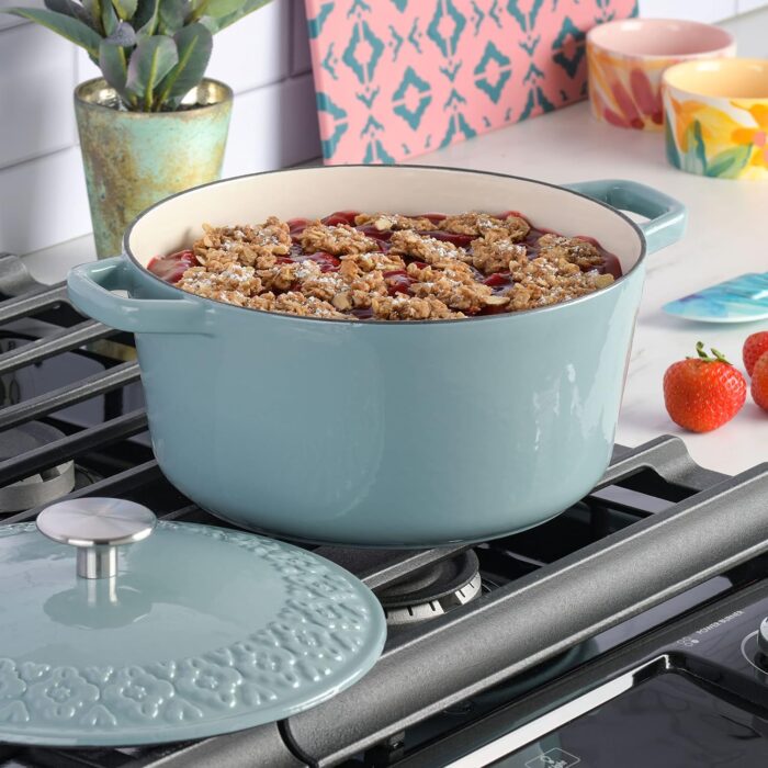 Spice by Tia Mowry 3.5-Quart Enameled Cast Iron Dutch Oven w/ Embossed Lid