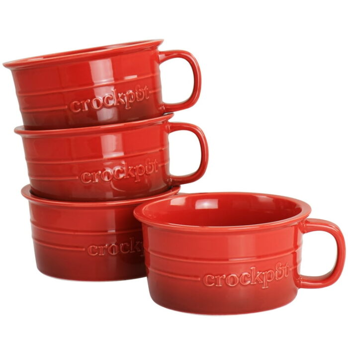 Crock Pot Appleton 24oz Stoneware 4 Piece Soup Mug Set in Gradient Red - Image 2