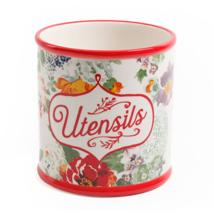 The Pioneer Woman Country Garden Stoneware Utensil Holder, 7 inch - Image 2