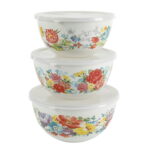 The Pioneer Woman Sweet Romance 3-Piece Enamel-on-Steel Mixing Bowl Set