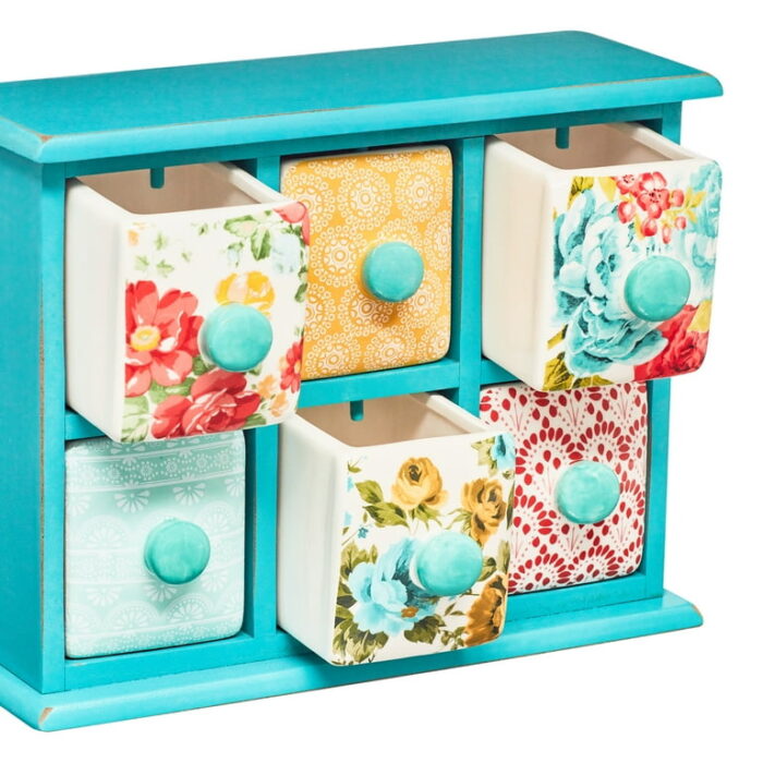 The Pioneer Woman Vintage Floral 6-Drawer Spice & Tea Box - Image 3