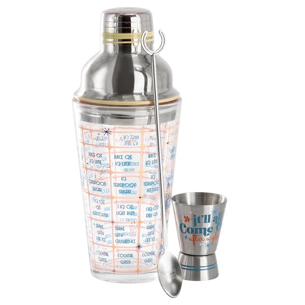 Wanda June Home Bordertown Buzz 7 Piece Glass Bar Collection with Drink Recipe Shaker Set - Image 5