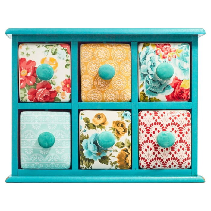 The Pioneer Woman Vintage Floral 6-Drawer Spice & Tea Box - Image 5