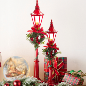 18.5" Christmas Lamp Post with LED candle light