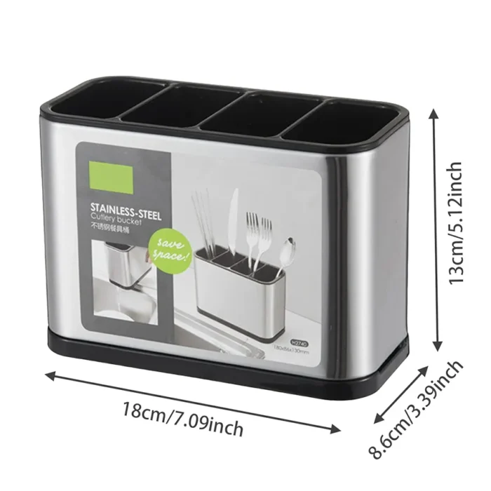 Stainless Steel Cutlery Bucket - Image 2