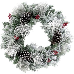 18" Semi Flocked Christmas Wreath