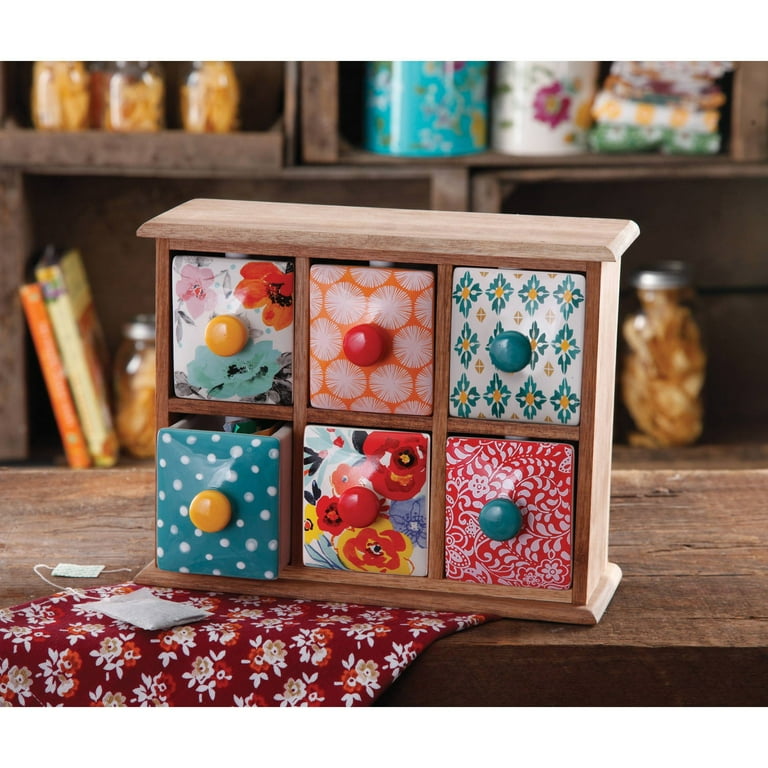 The Pioneer Woman Flea Market 6-Drawer Spice and Tea Box