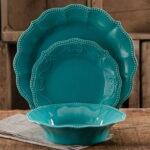 Pioneer Woman Paige 12pc Dinnerware Set,  Turquoise