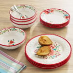 Pioneer Woman Merry Meadow Red 12pc Dinnerware Set
