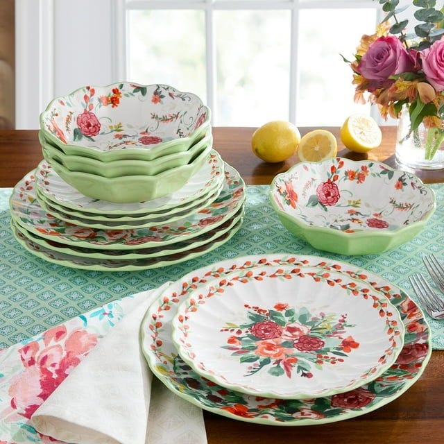 Pioneer Woman Painted Meadow 12pc Ceramic Dinnerware Set